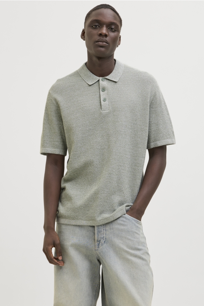 JJEGEORGE KNIT POLO SS SN 12268281 ICEBERG GREEN/W CLOUD DANCER